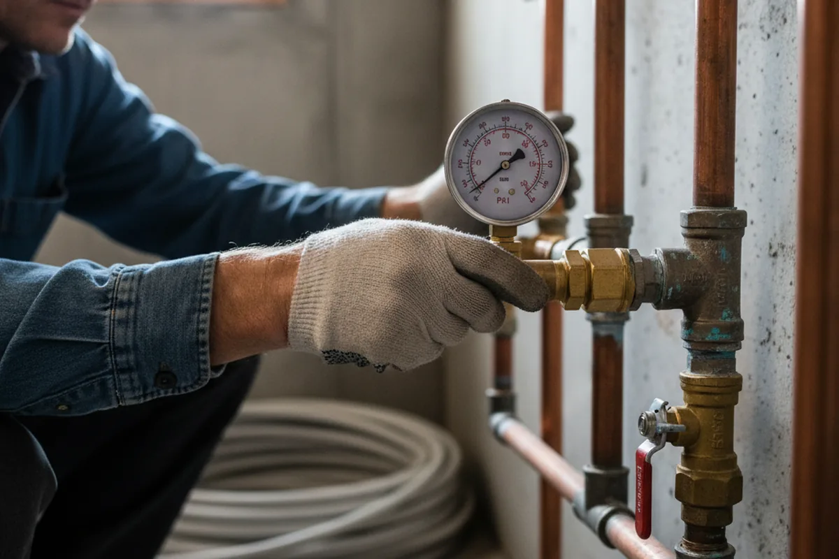 Pressure testing a repaired line during Water Line Repair in Rye